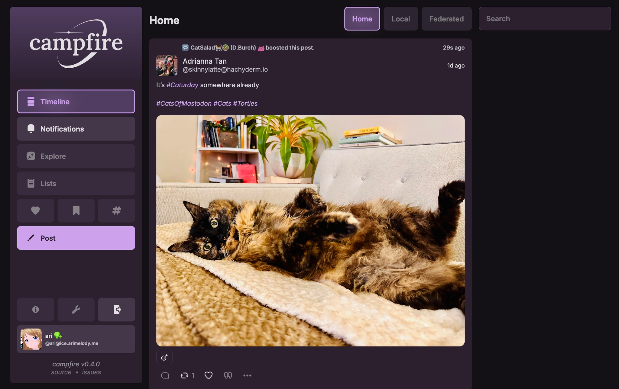 screenshot of the campfire timeline